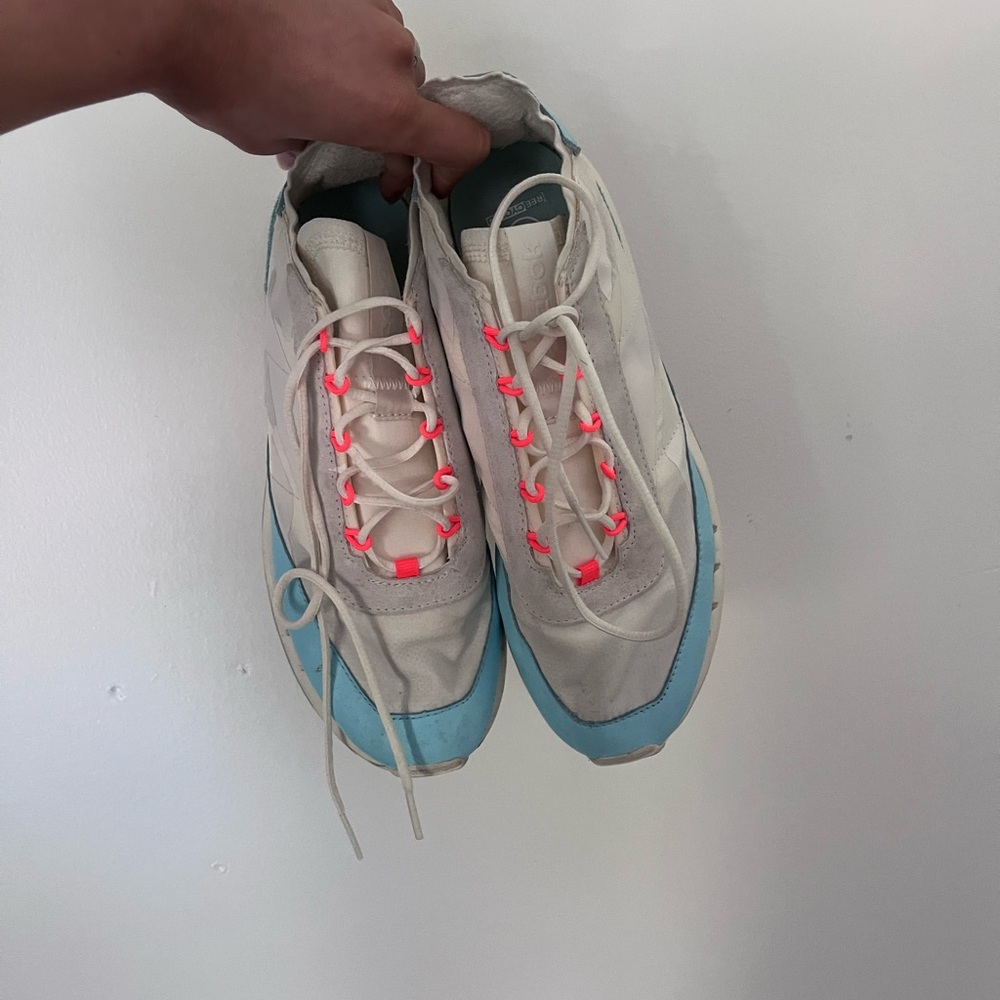 Stylish Cream and Blue Reebok Women's Sneakers